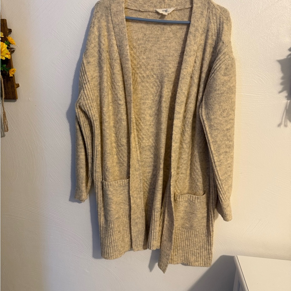 Sky Beige Open-Front Cardigan